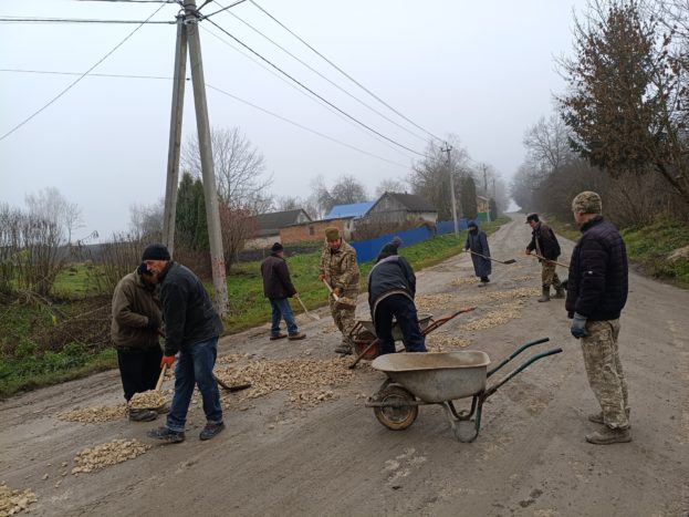 На Зборівщині селяни власноруч залатали дорогу (фото)