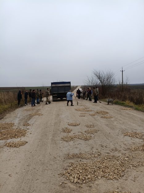 На Зборівщині селяни власноруч залатали дорогу (фото)