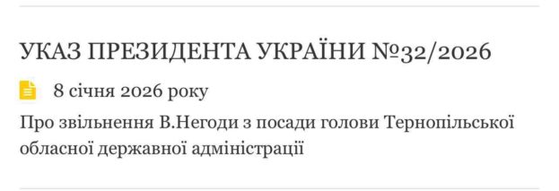 В’ячеслав Негода офіційно звільнений!