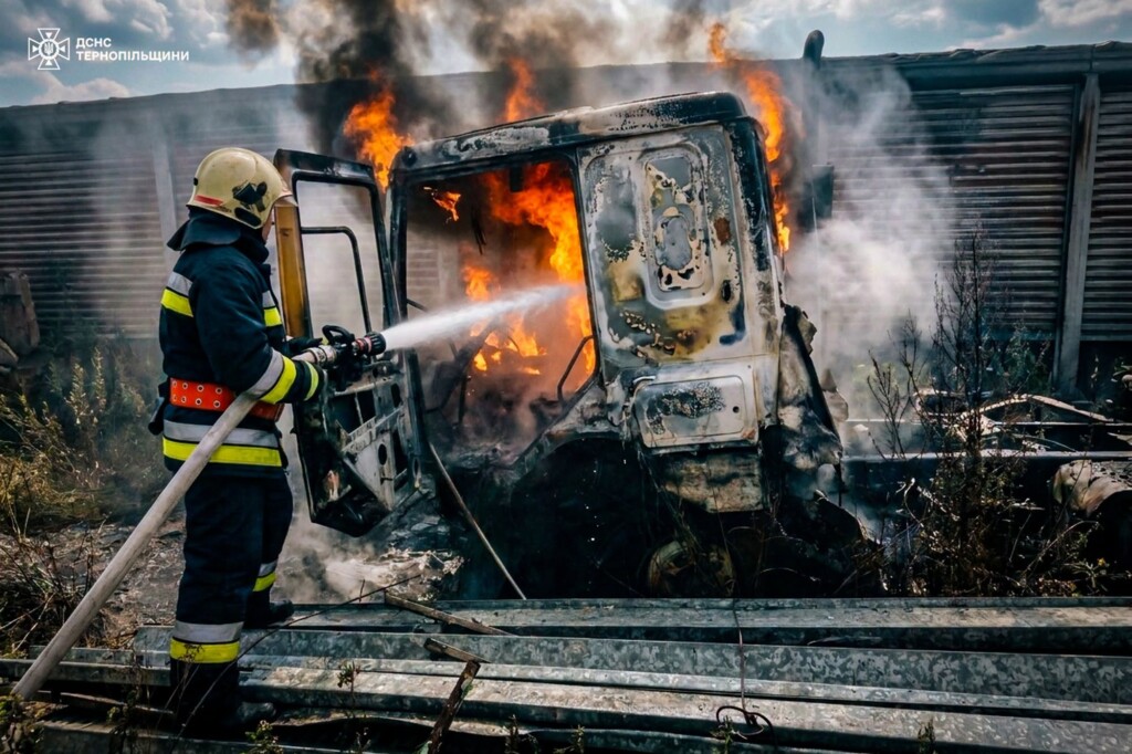На Бучаччині згоріла вантажівка DAF
